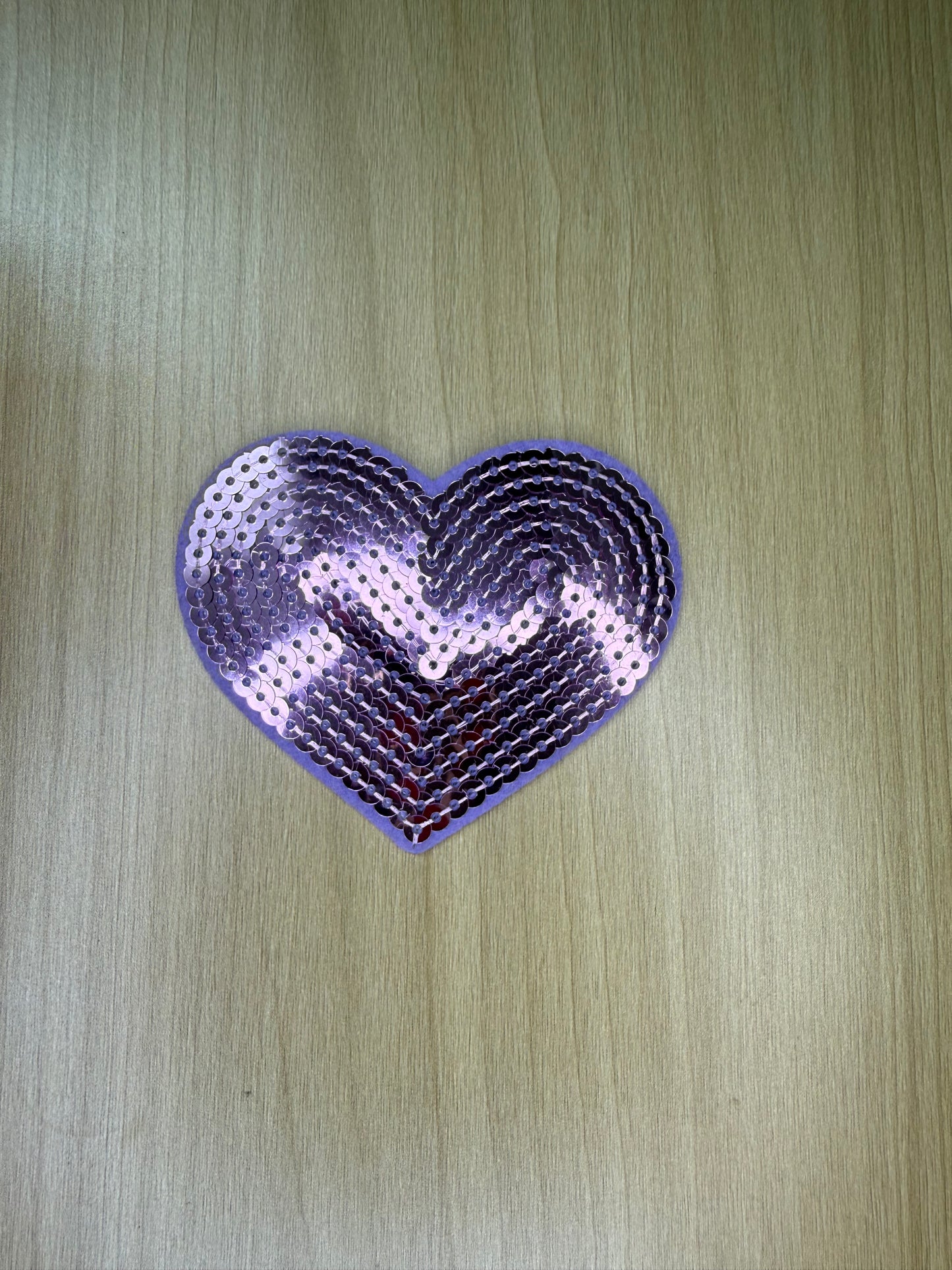 3” Sequins Heart Iron on Patch Purple