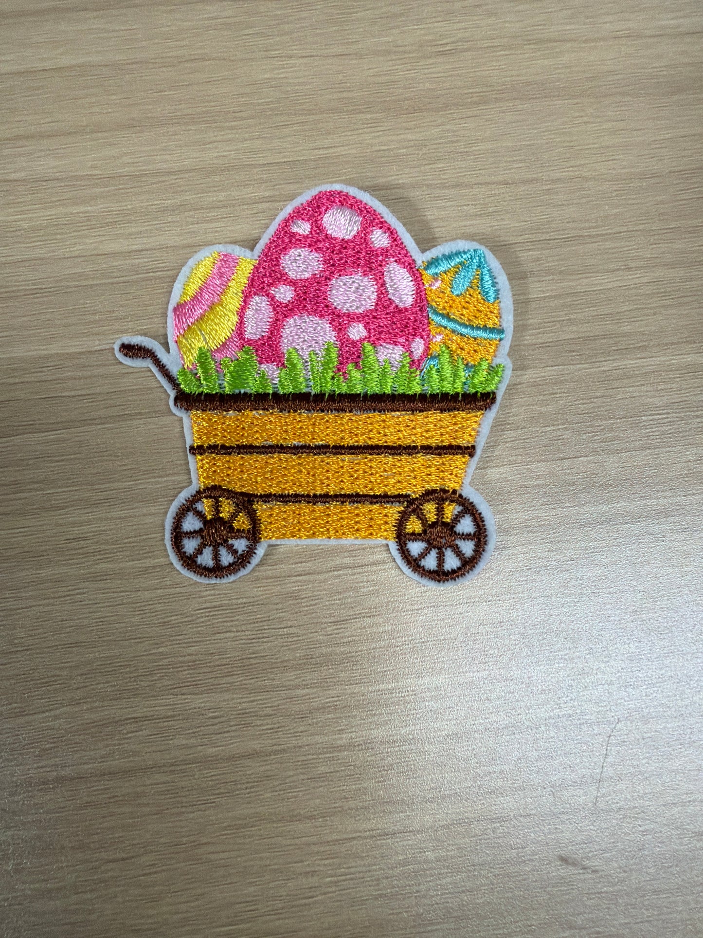 Easter Egg Cart Iron On Patch – Spring Patch