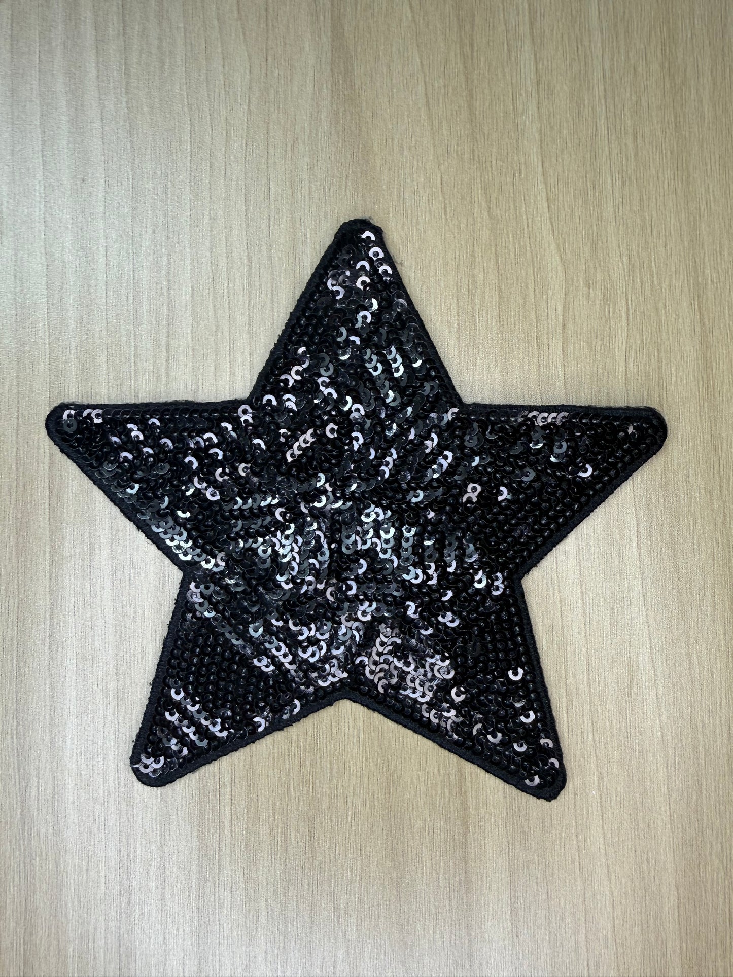 5” Sequins Star Iron on Patch Black