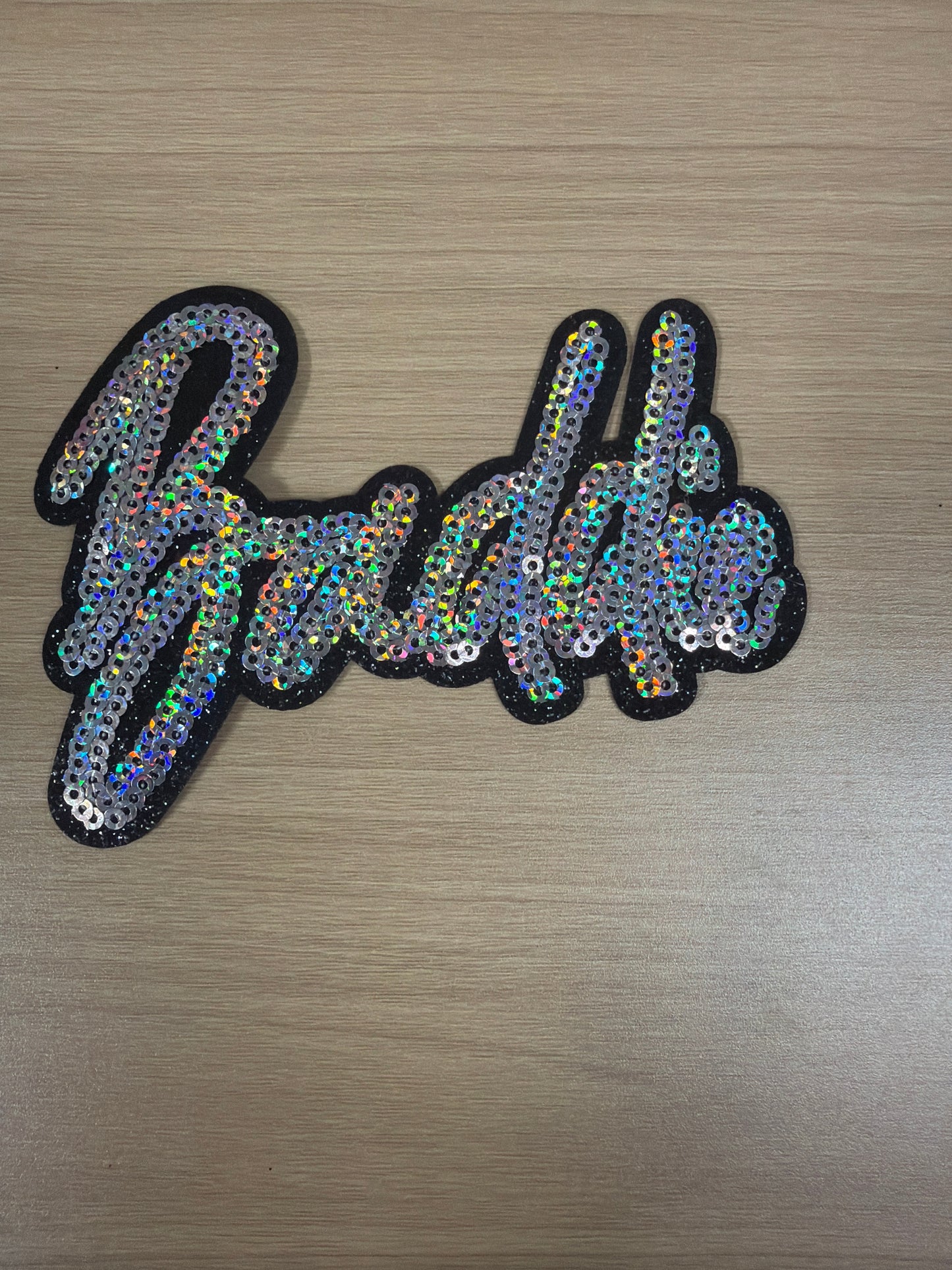 Iridescent Baddie Glitter Iron On Patch – Trendy Y2K Aesthetic