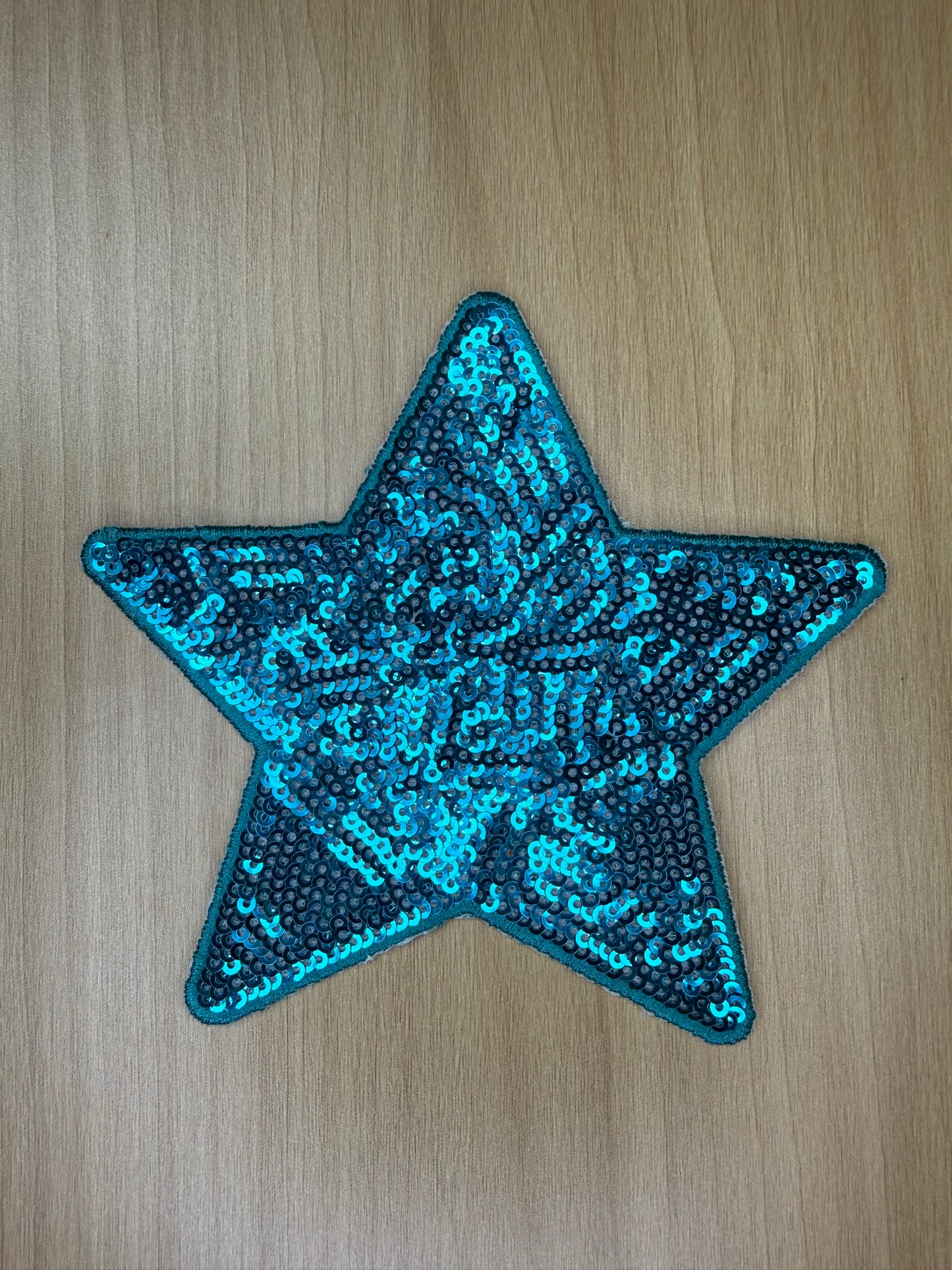 5” Sequins Star Iron on Patch Turquoise