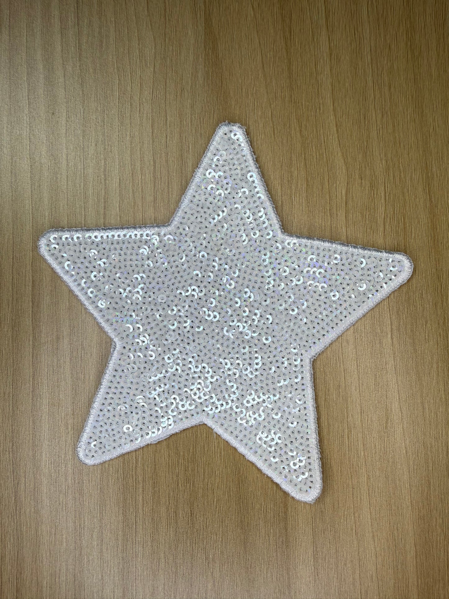 5” Sequins Star Iron on Patch White