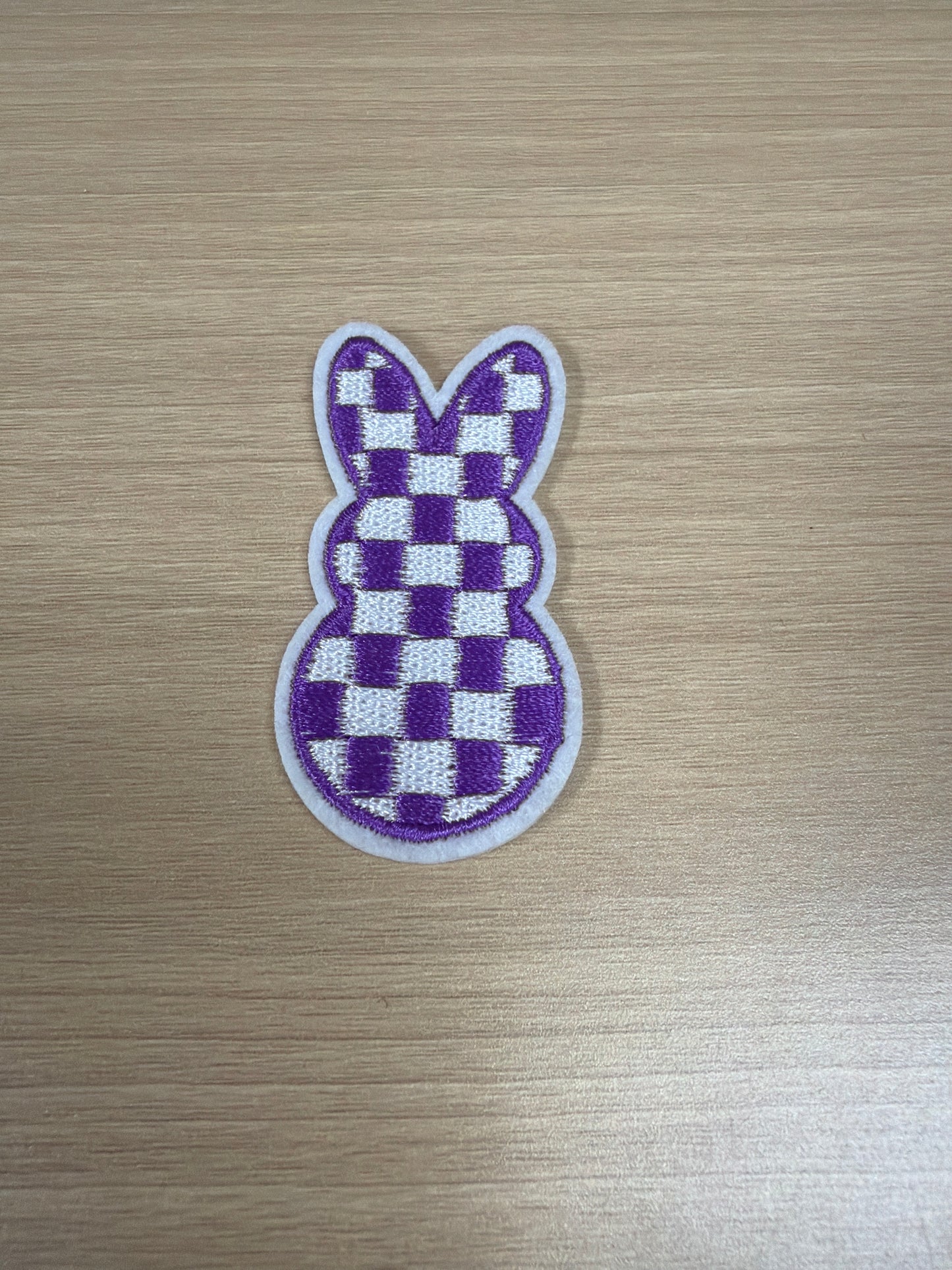 Checkered Easter Bunny Iron On Patch – Trendy Spring Patch