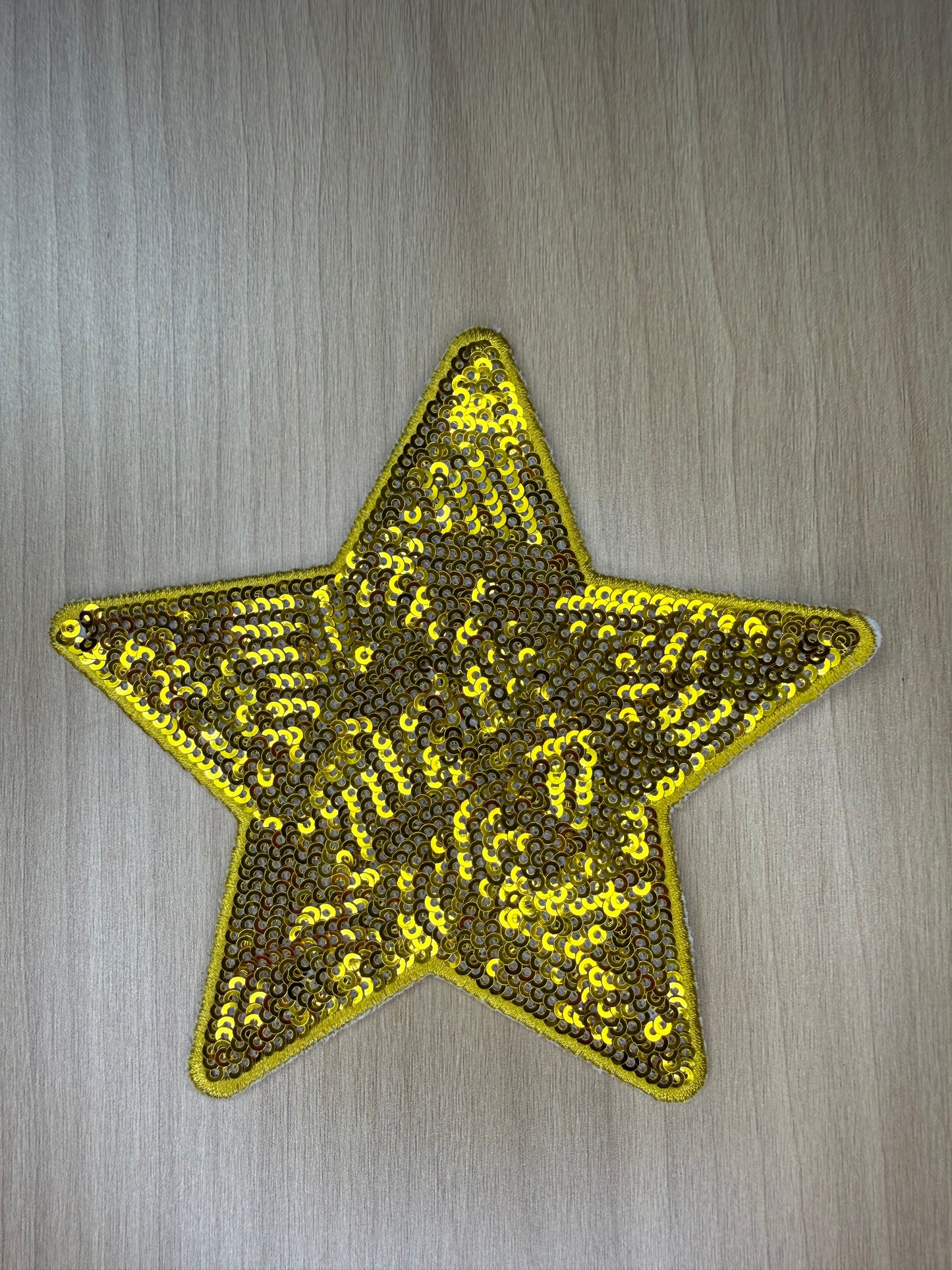 5” Sequins Star Iron on Patch Mustard Yellow