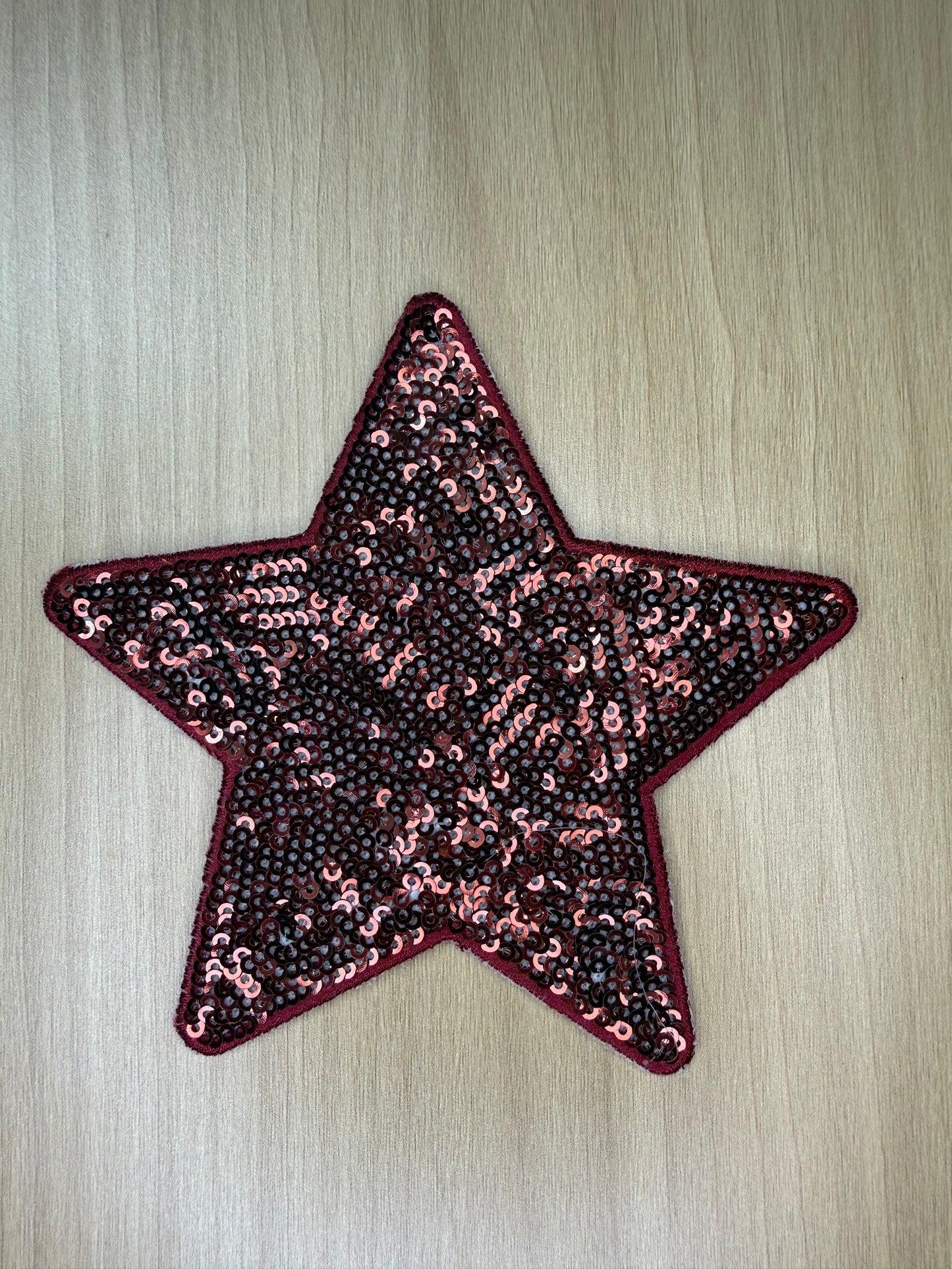 5” Sequins Star Iron on Patch Burgundy