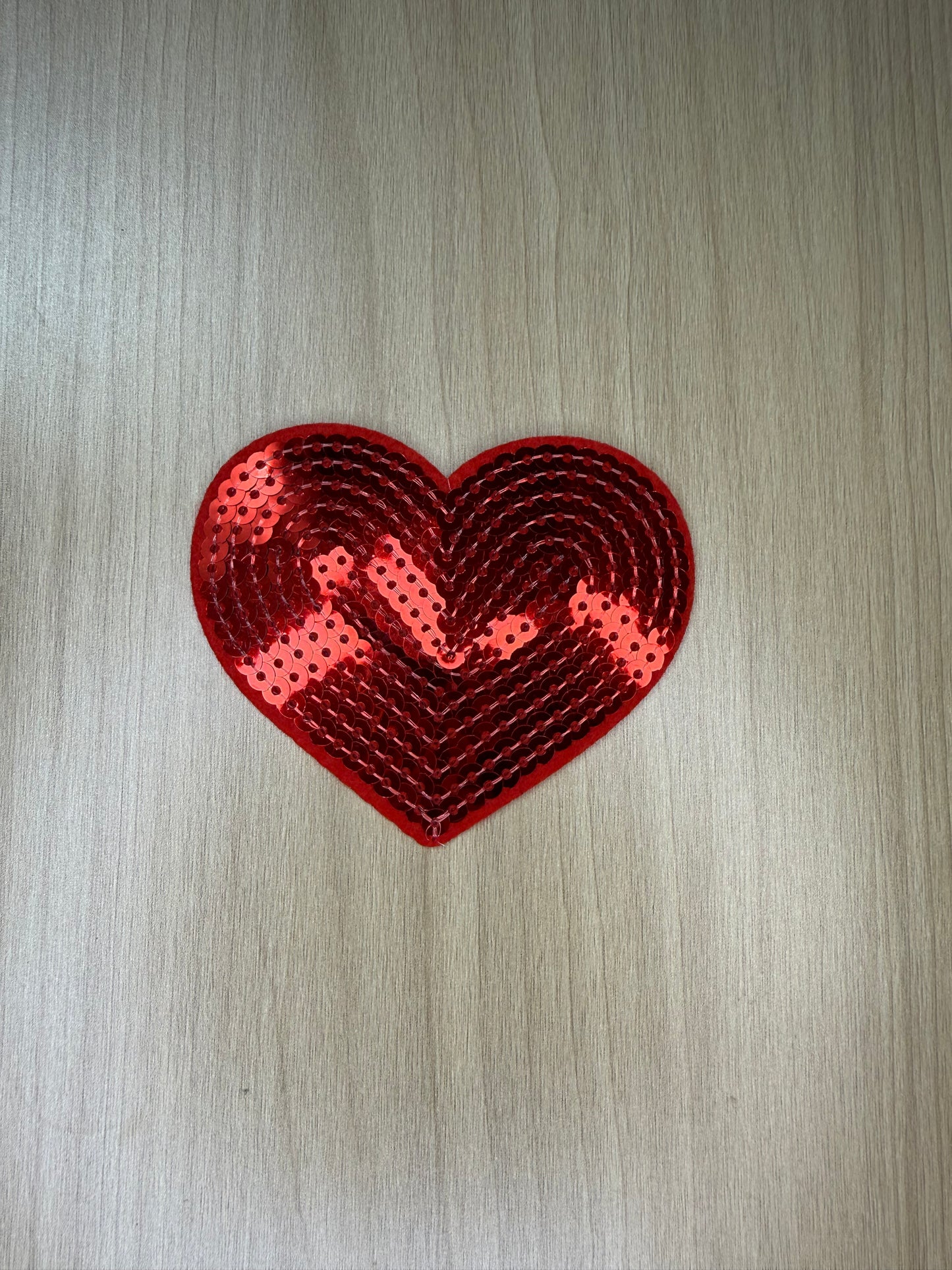 3” Sequins Heart Iron on Patch Red