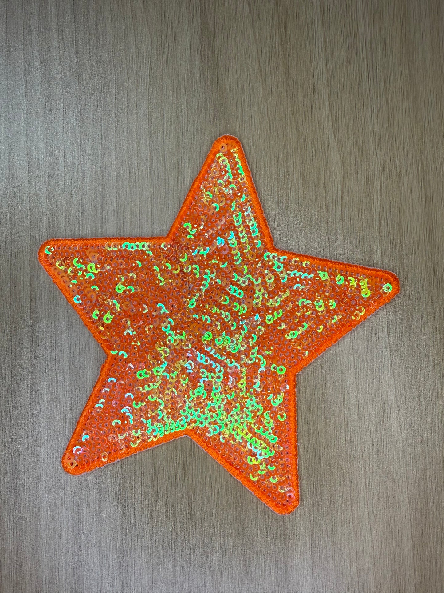 5” Sequins Star Iron on Patch Orange