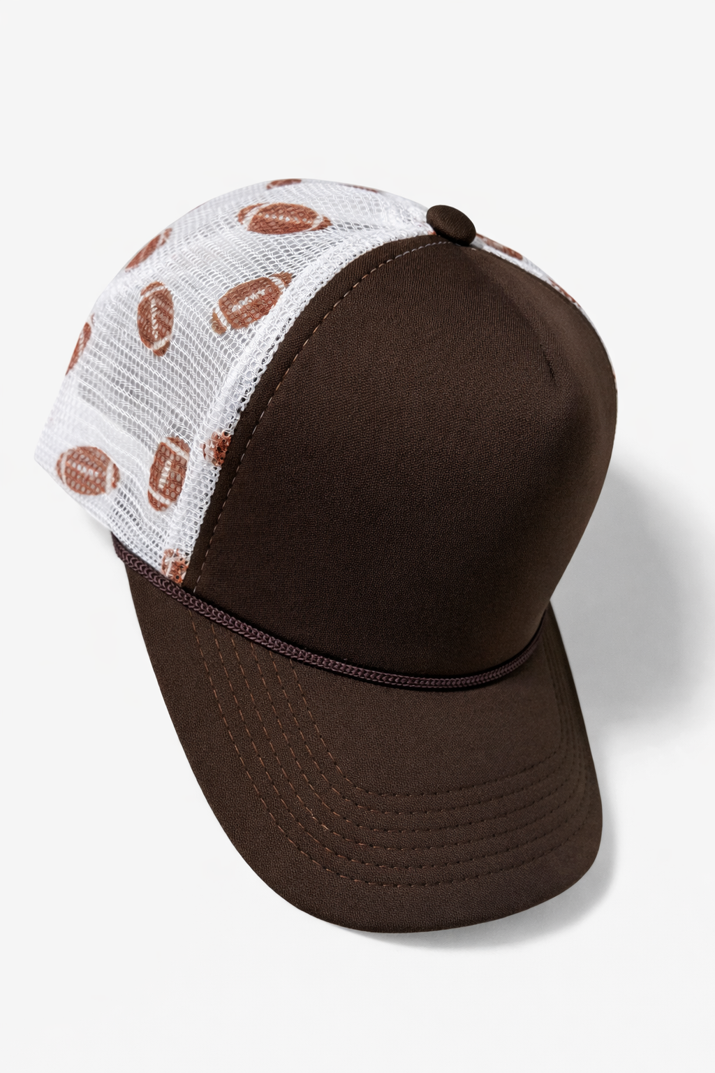 Brown & Football Mesh Two-Tone Trucker Hat