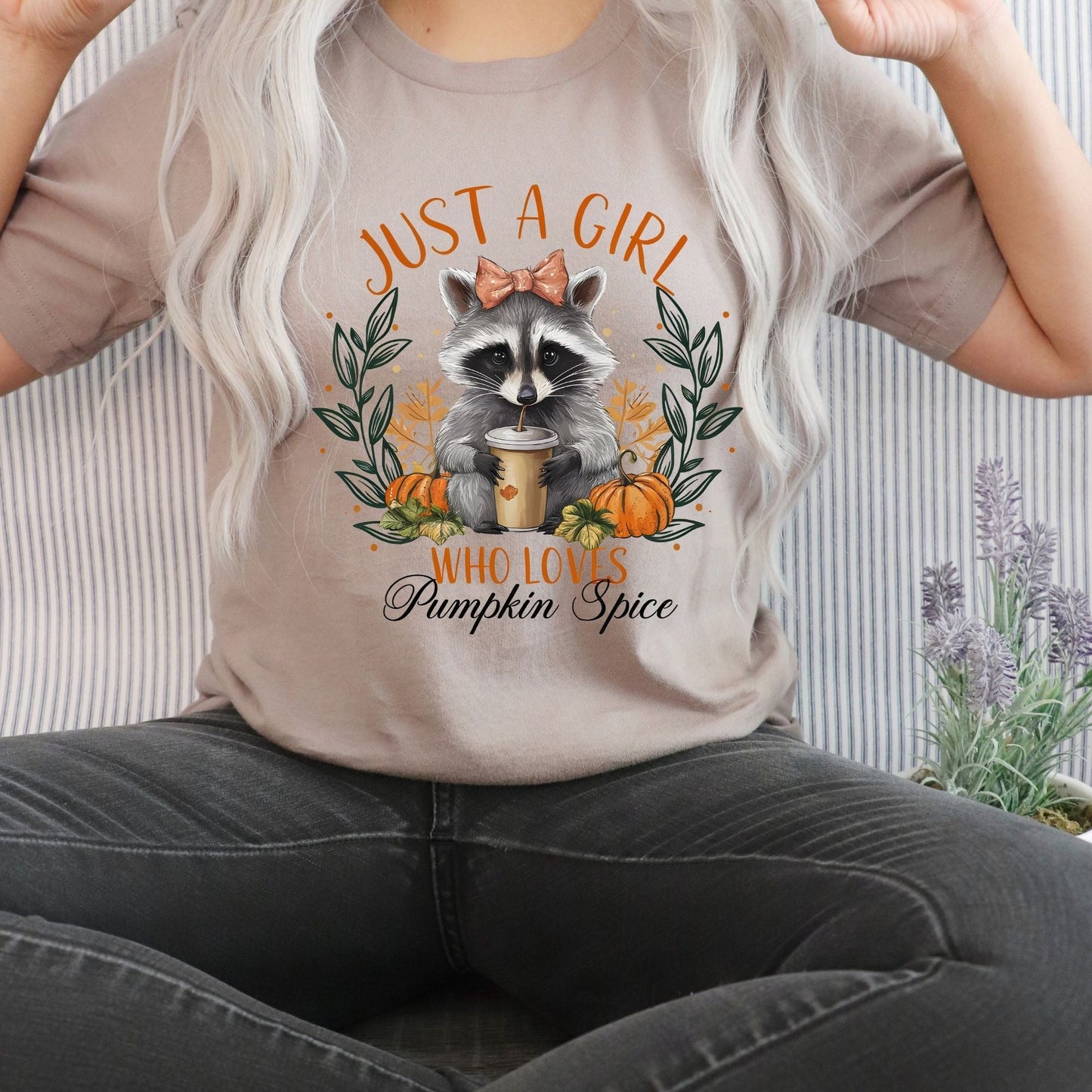 Matte DTF Just a Girl Pumpkin Racoon