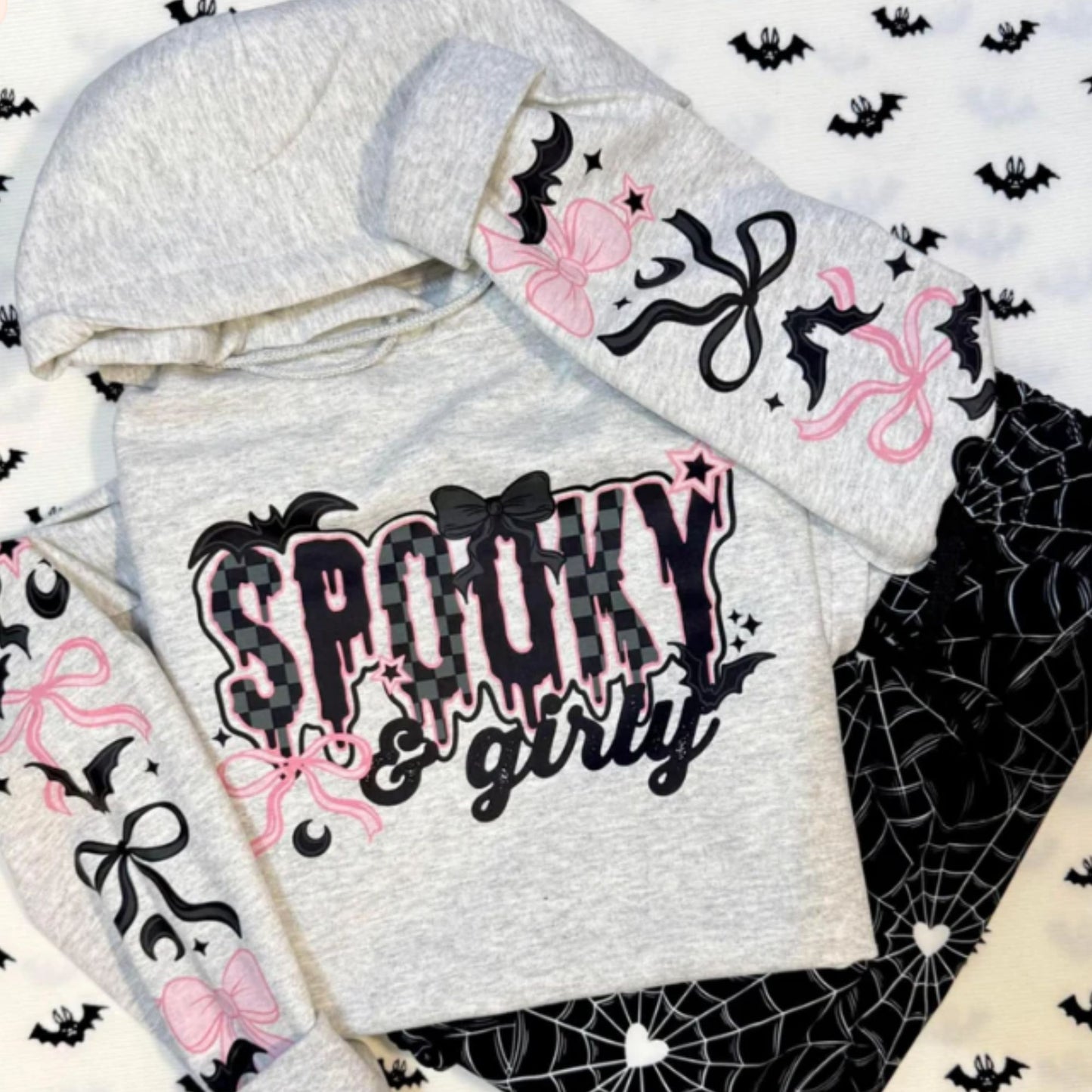 Glitter Screen Print Spooky Girl w/ Sleeves