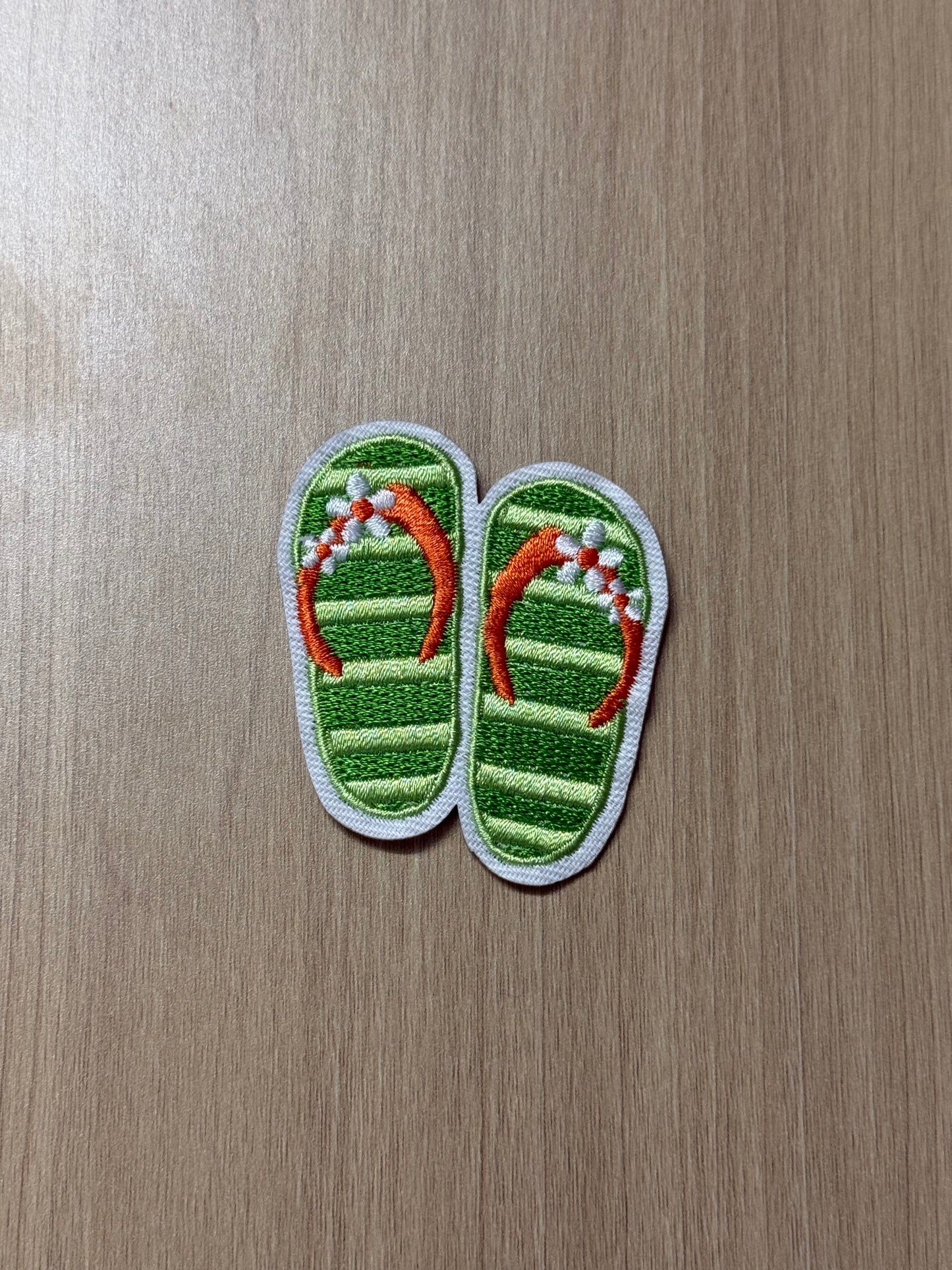 Green Flip Flop Summer Iron On Patch (2")