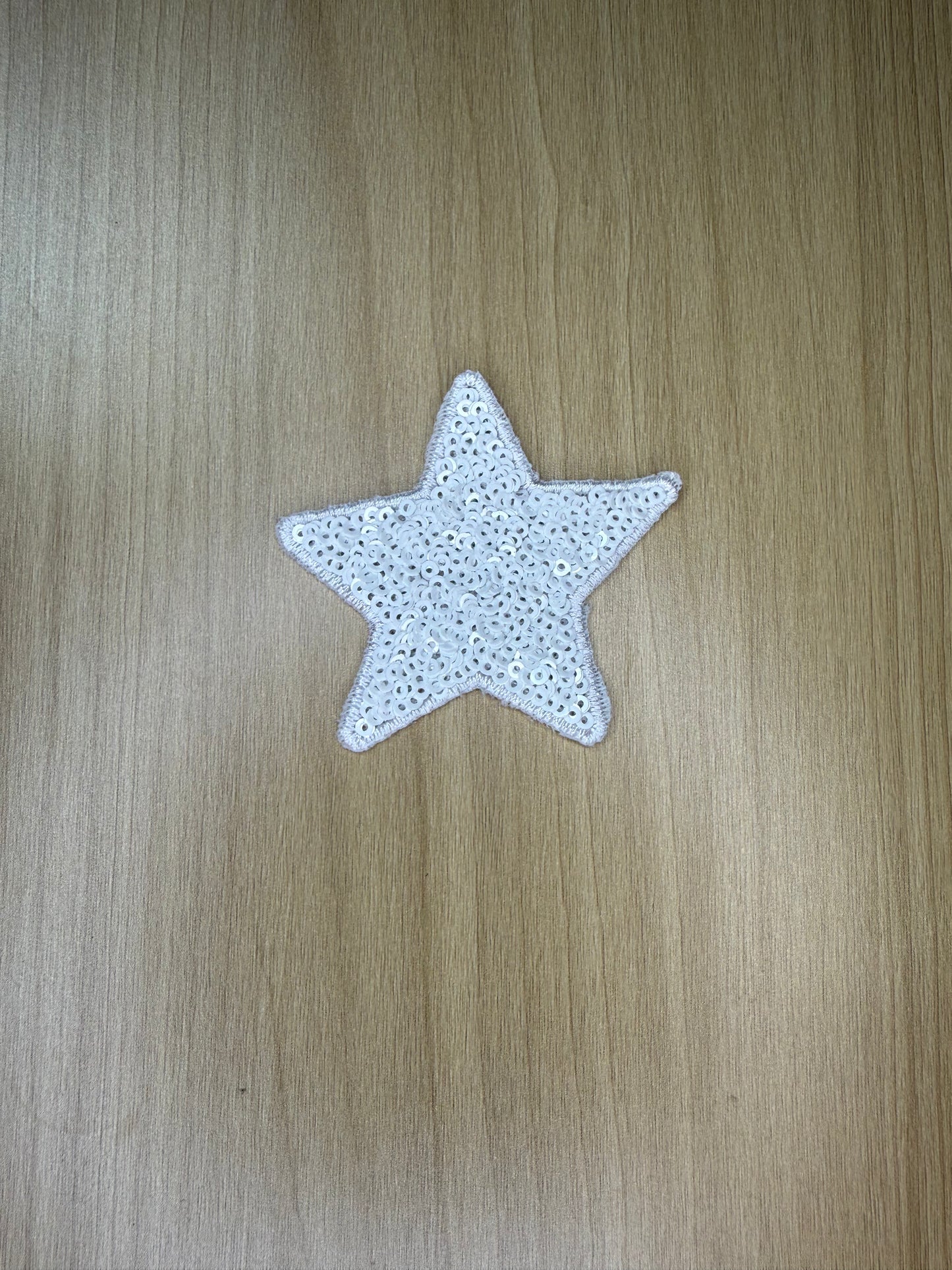 2” Sequins Star Iron on Patch White