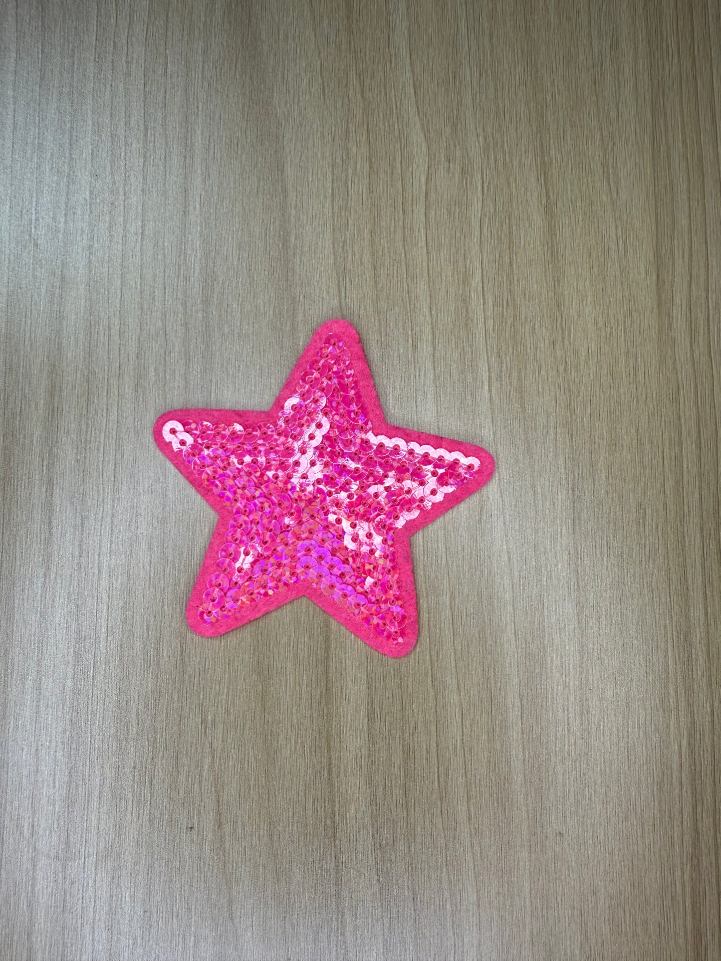 2” Sequins Star Iron on Patch Neon Pink