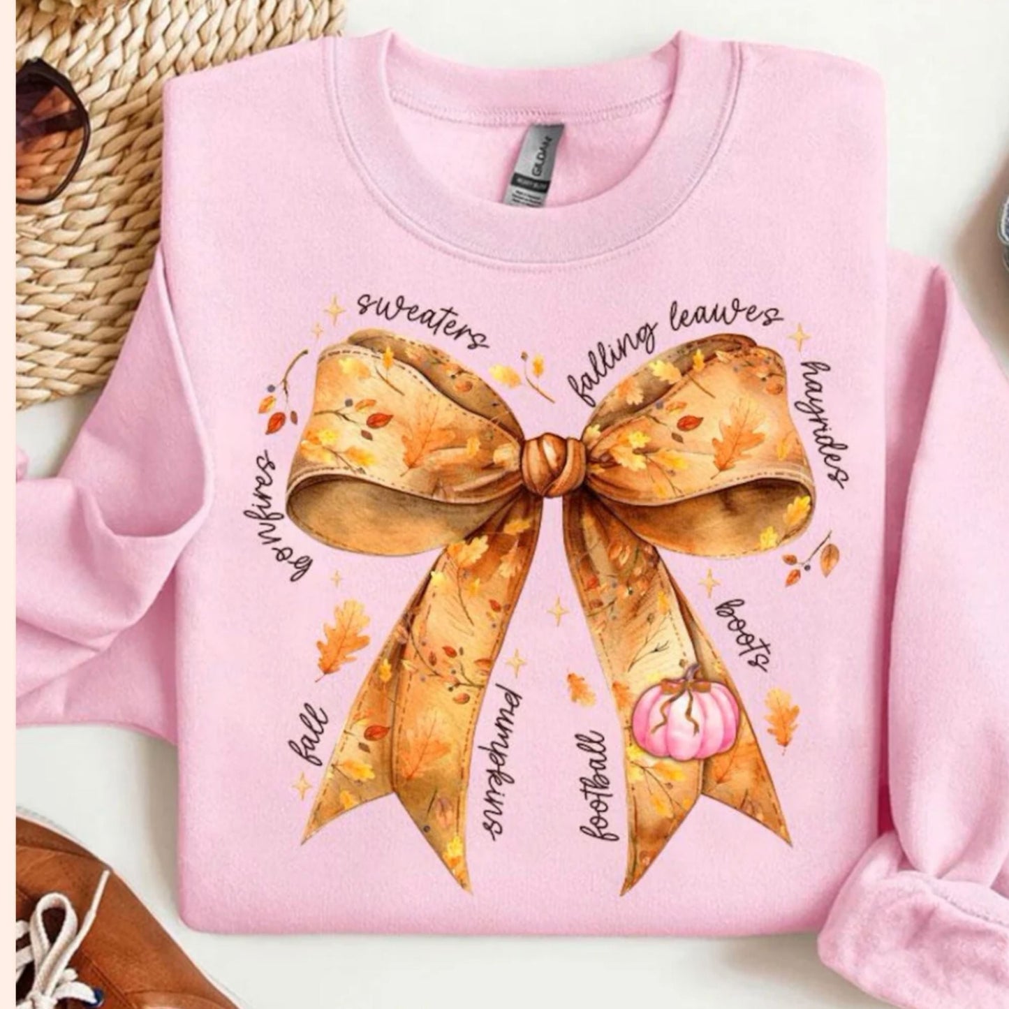 Glitter Screen Print Fall bow- T-shirt, Crewneck and Hoodie