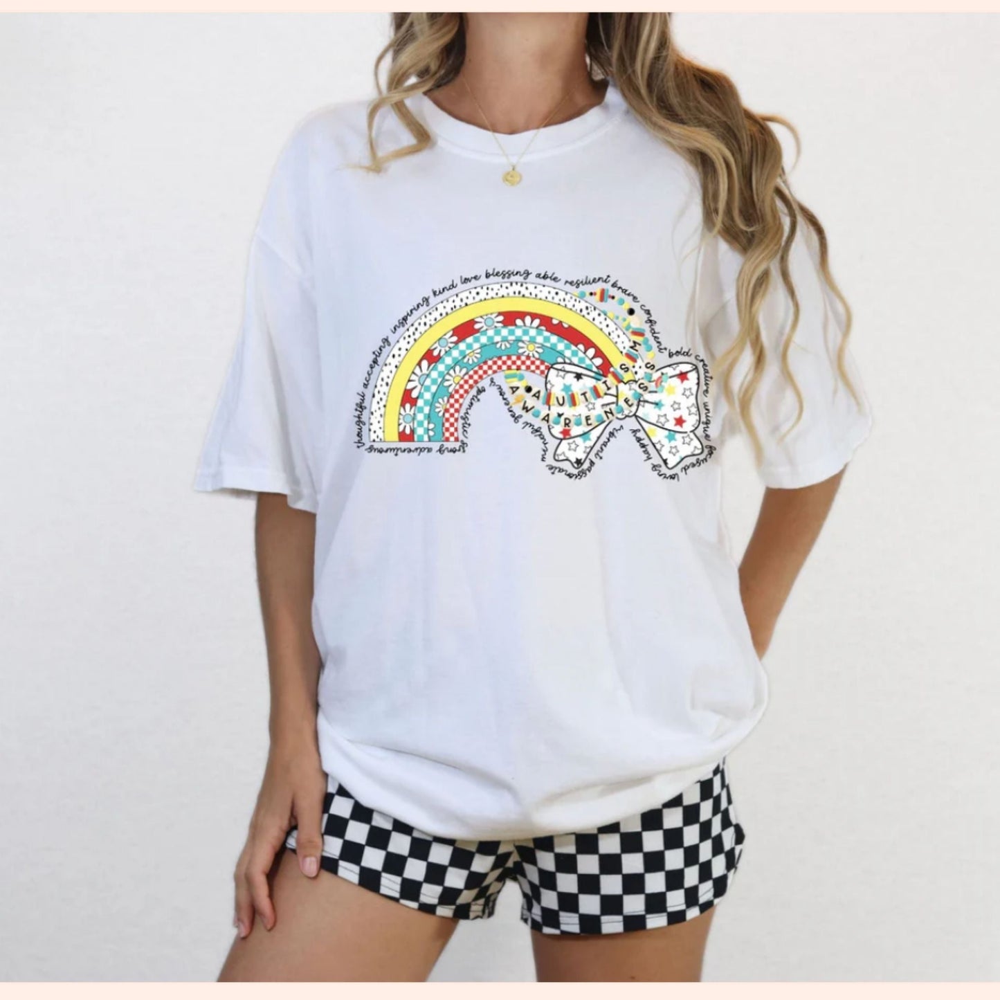 Glitter Screen Print Autism Rainbow - T-shirt, Crewneck and Hoodie