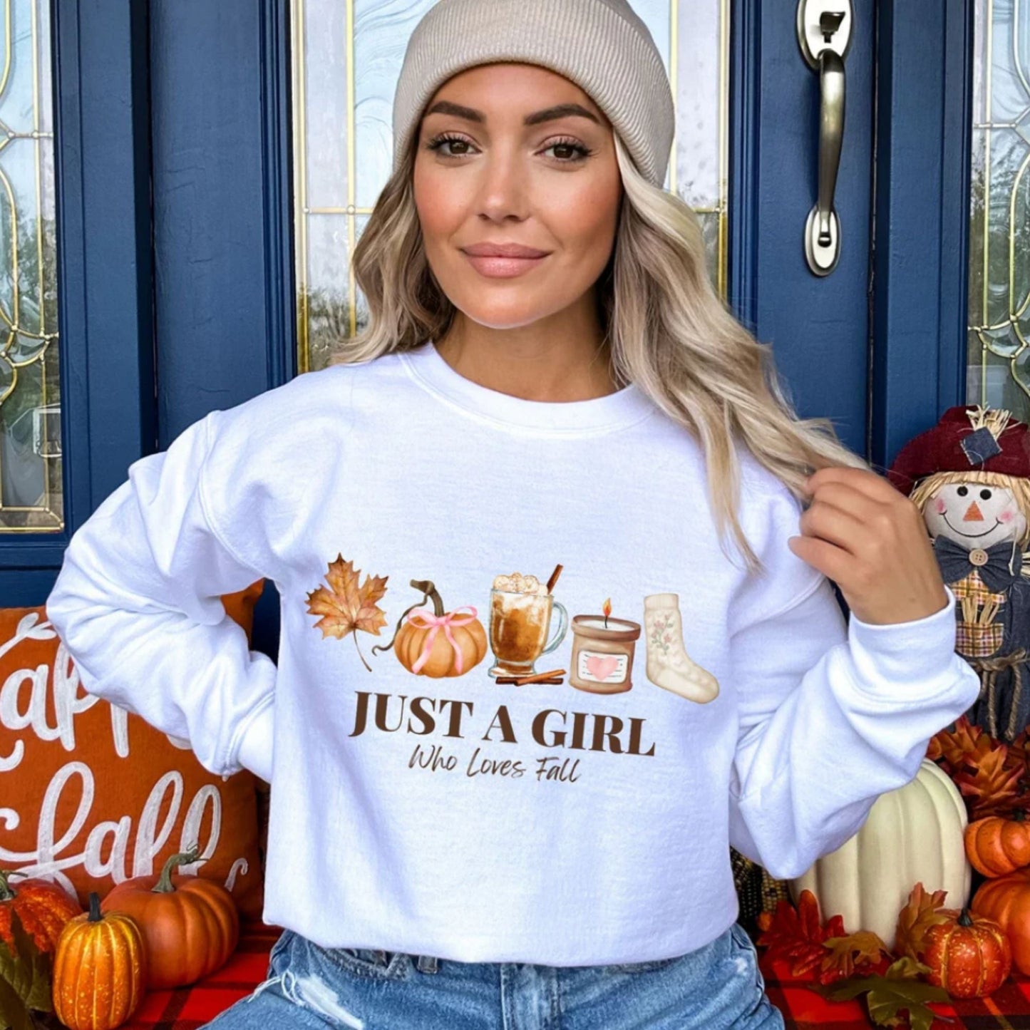 Glitter Screen Print Just a Fall Girl- T-shirt, Crewneck and Hoodie