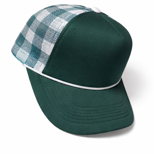 Dark Green & White Checkered Trucker Hat | Custom Patch Hat Base