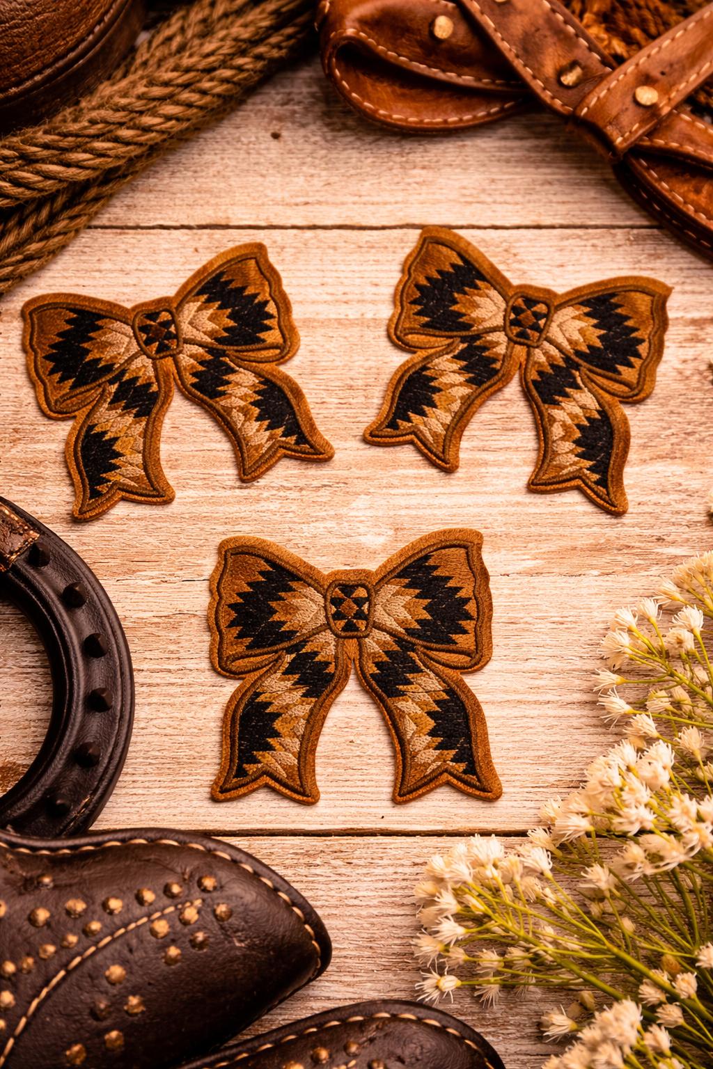 Western Aztec Bow Patch, Embroidered Iron-On Cowgirl Country Girl Accessory