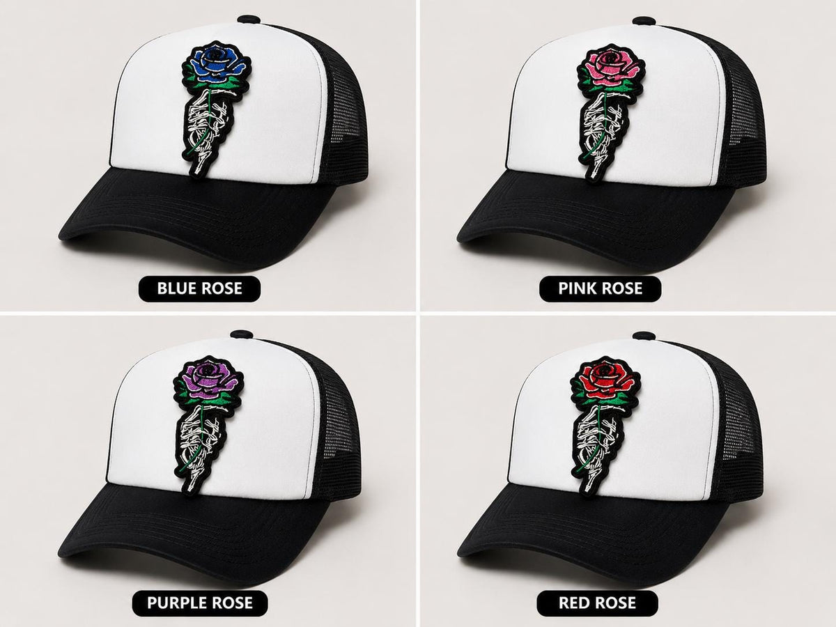 Skeleton Hand Rose Embroidered Patch