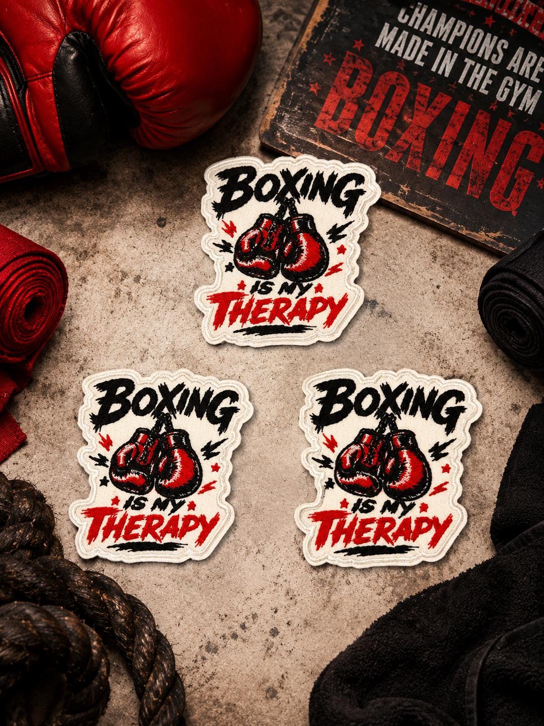 Boxing Is My Therapy Embroidered Iron-On Patch