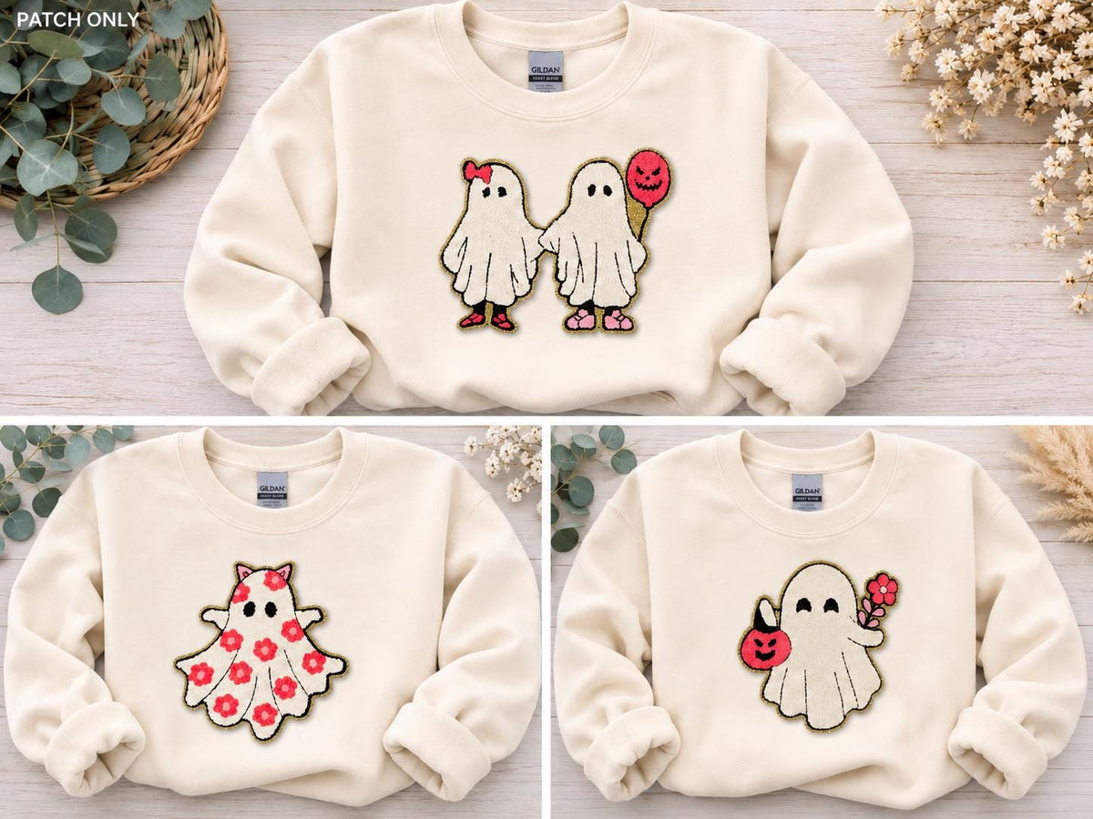 Cute Ghost Halloween Iron on Chenille Patch