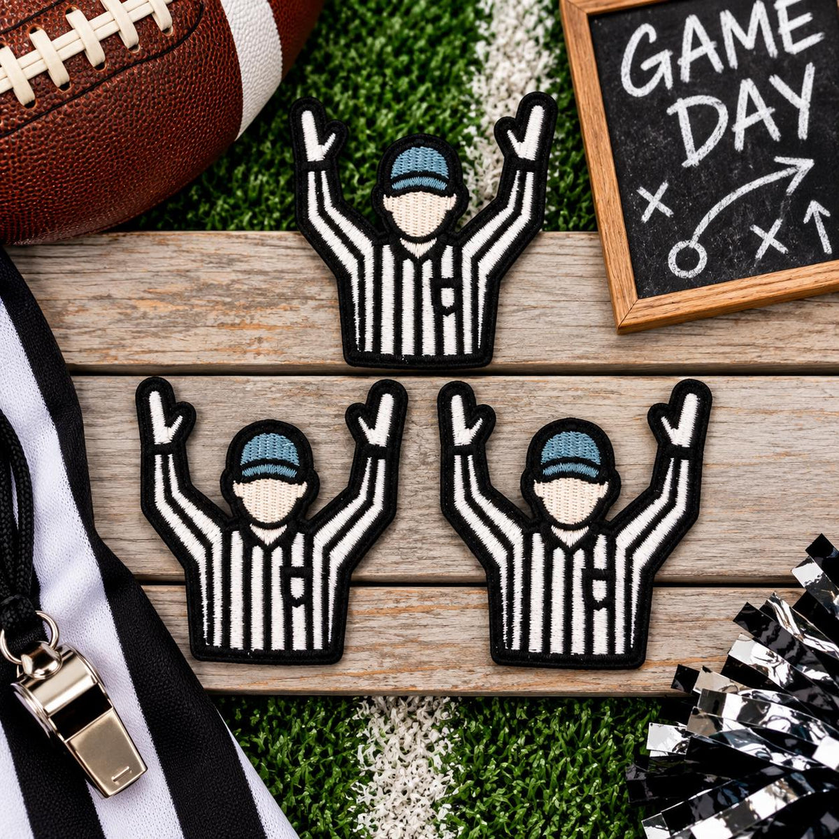 Football Referee Touchdown Embroidered Patch