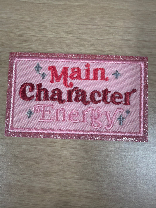 Main Character Energy Glitter Iron On Patch – Trendy Girly Aesthetic