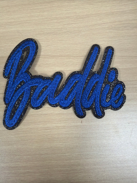 Blue Glitter Baddie Iron On Patch – Y2K Girly Aesthetic Patch