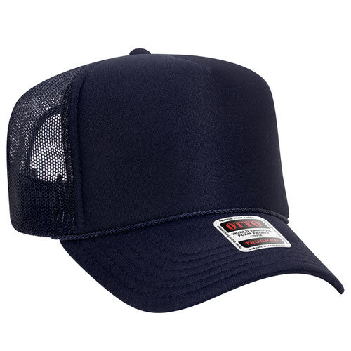 OTTO CAP 5 Panel High Crown Mesh Back Trucker Hat YOUTH Navy