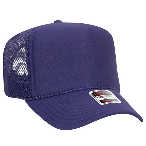 OTTO CAP 5 Panel High Crown Mesh Back Trucker Hat YOUTH Purple