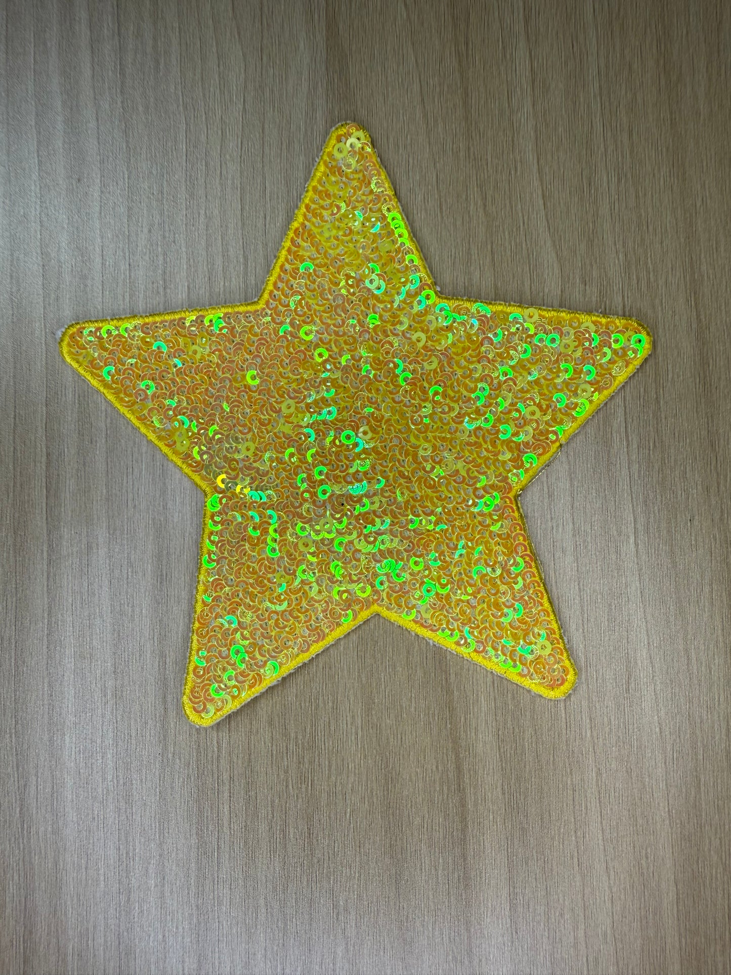 5” Sequins Star Iron on Patch Yellow
