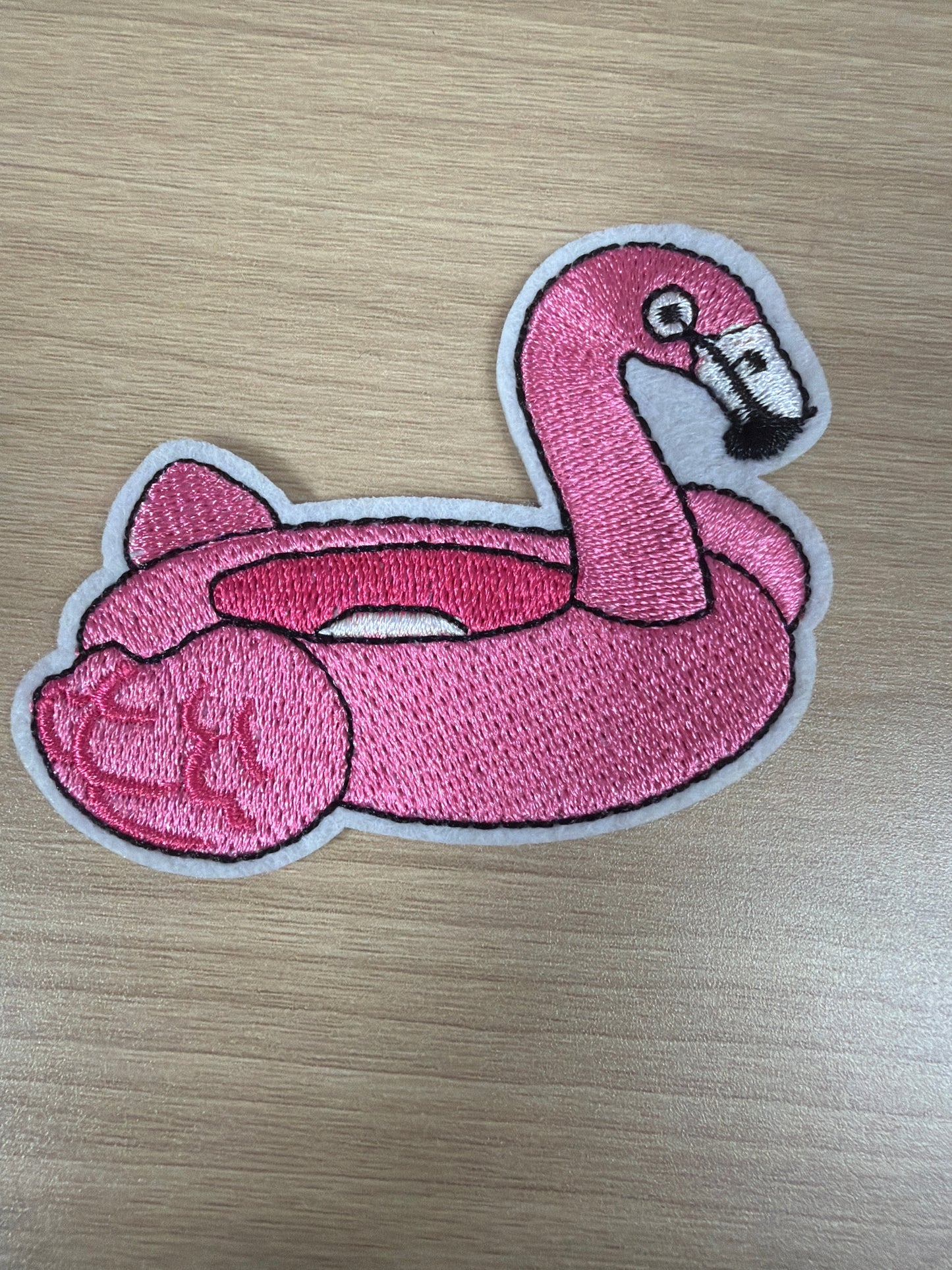 Pink Flamingo Pool Float Iron On Patch – Summer Pool Party Outfit