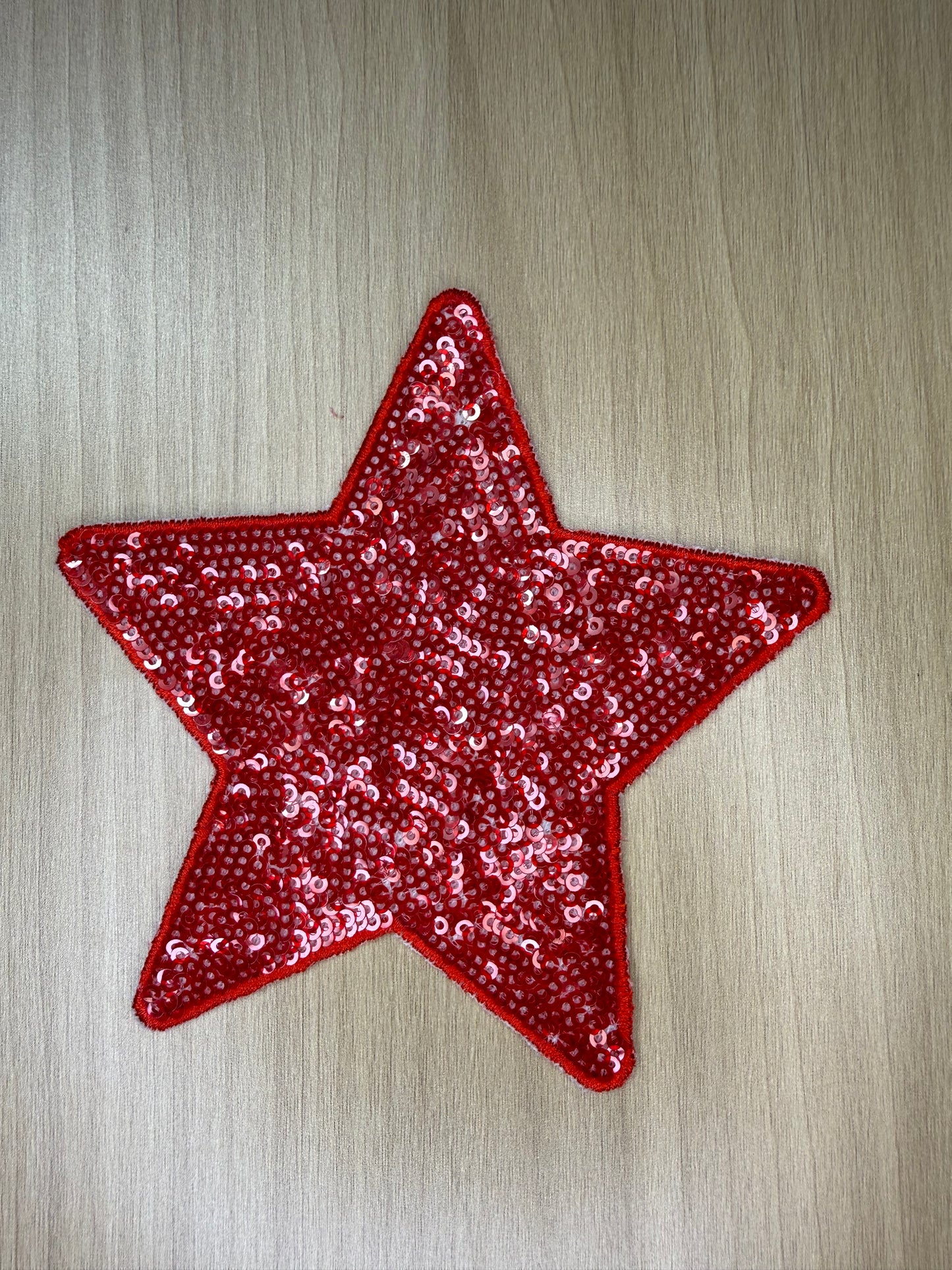 5” Sequins Star Iron on Patch Red