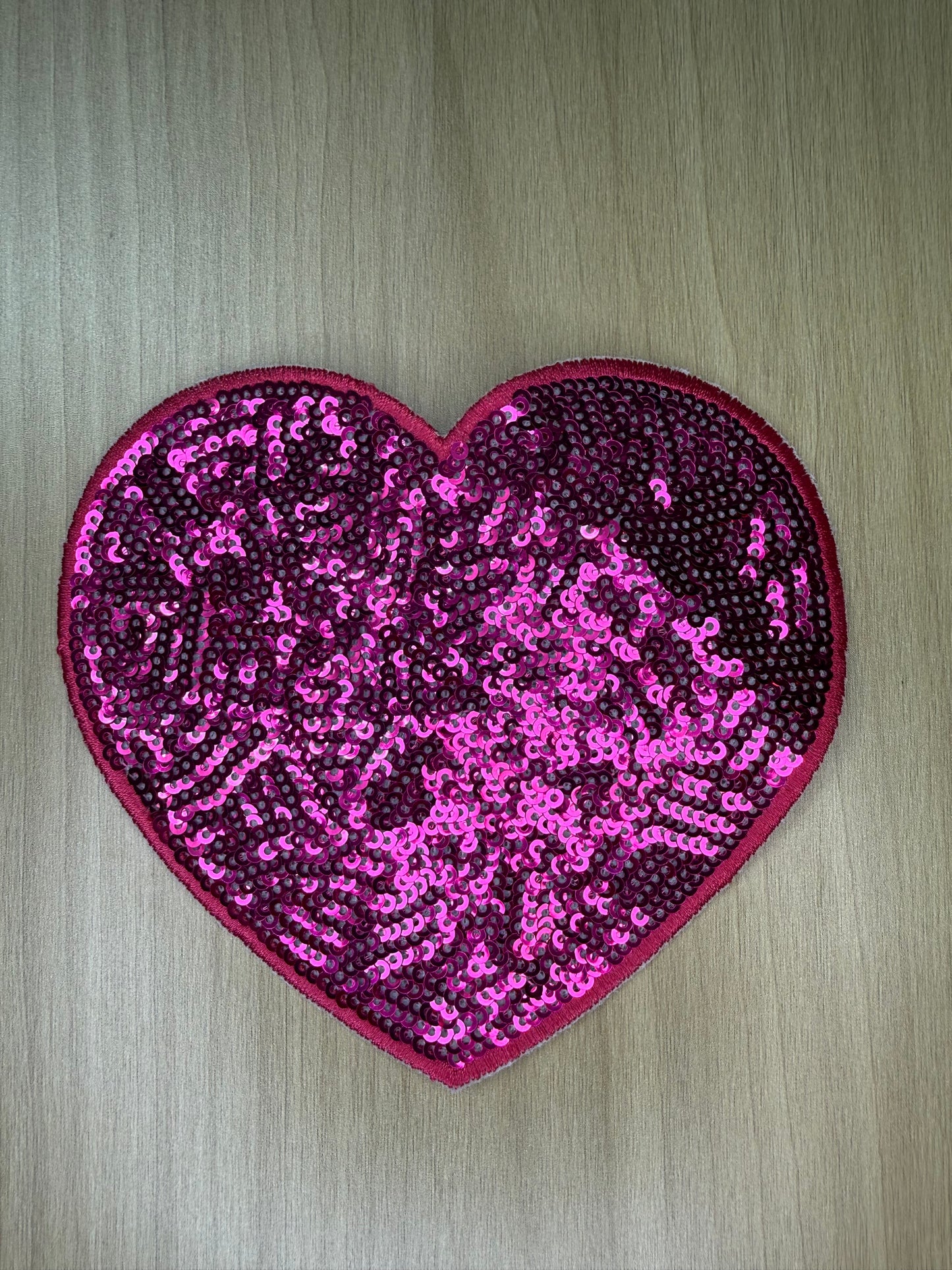 5” Sequins Heart Iron on Patch Hot Pink