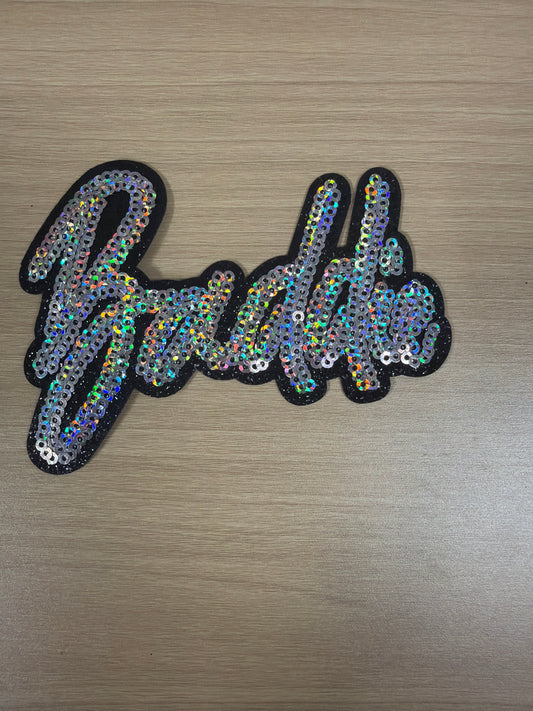 Iridescent Baddie Glitter Iron On Patch – Trendy Y2K Aesthetic