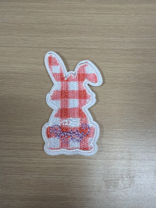 Plaid Easter Bunny Iron On Patch – Farmhouse Spring Patch