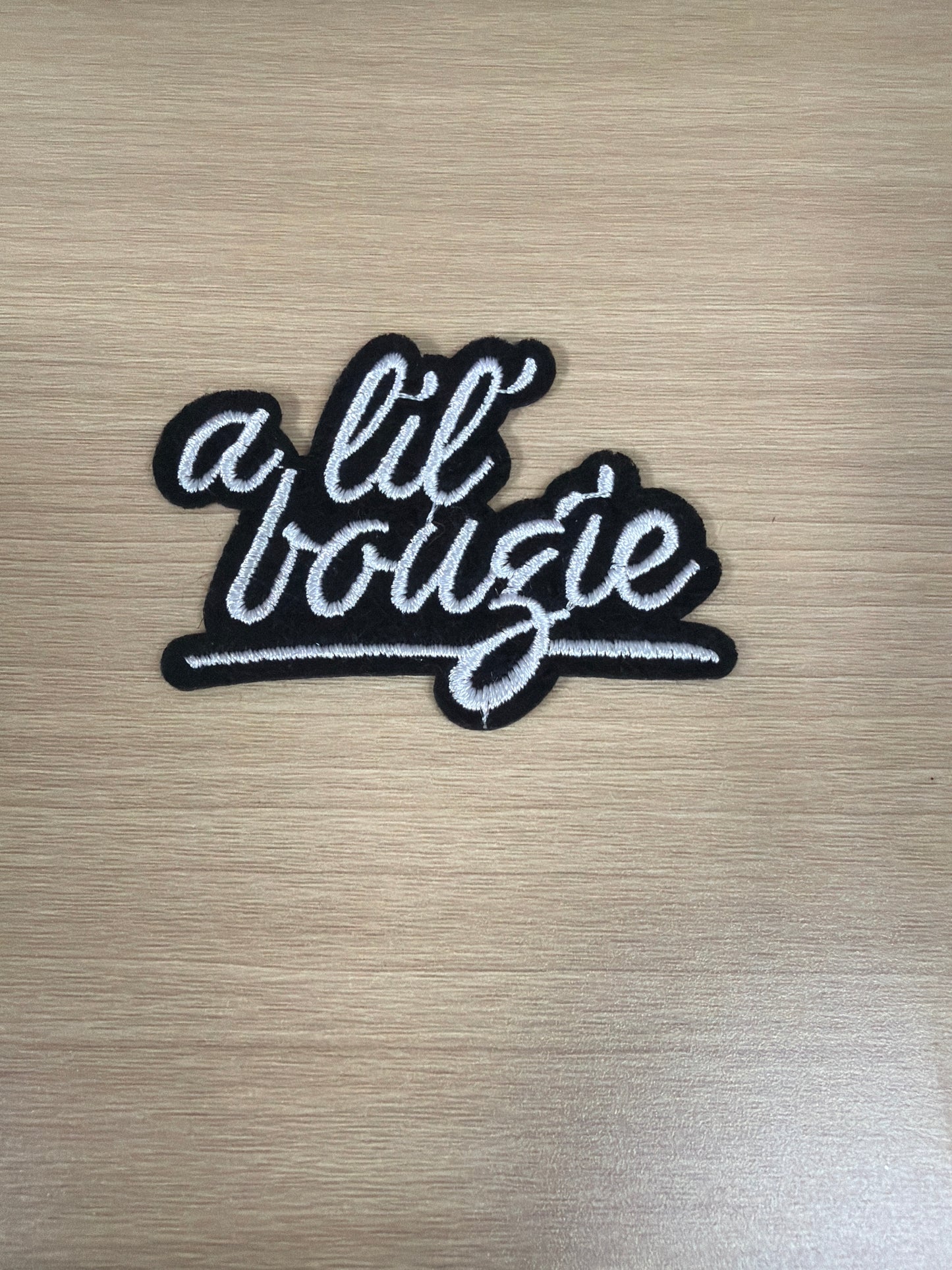A Lil Bougie Iron On Patch – Trendy Minimal Aesthetic Patch (Black & White)