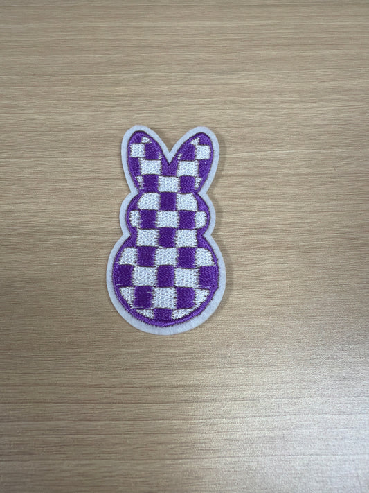 Checkered Easter Bunny Iron On Patch – Trendy Spring Patch