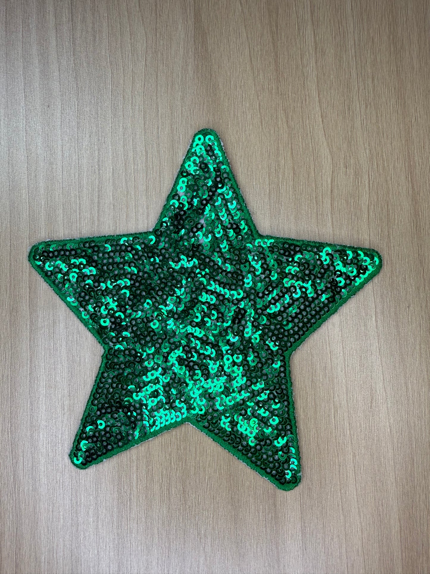 5” Sequins Star Iron on Patch Green