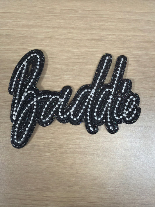Black White Glitter Baddie Iron On Patch – Aesthetic Outfit Patch