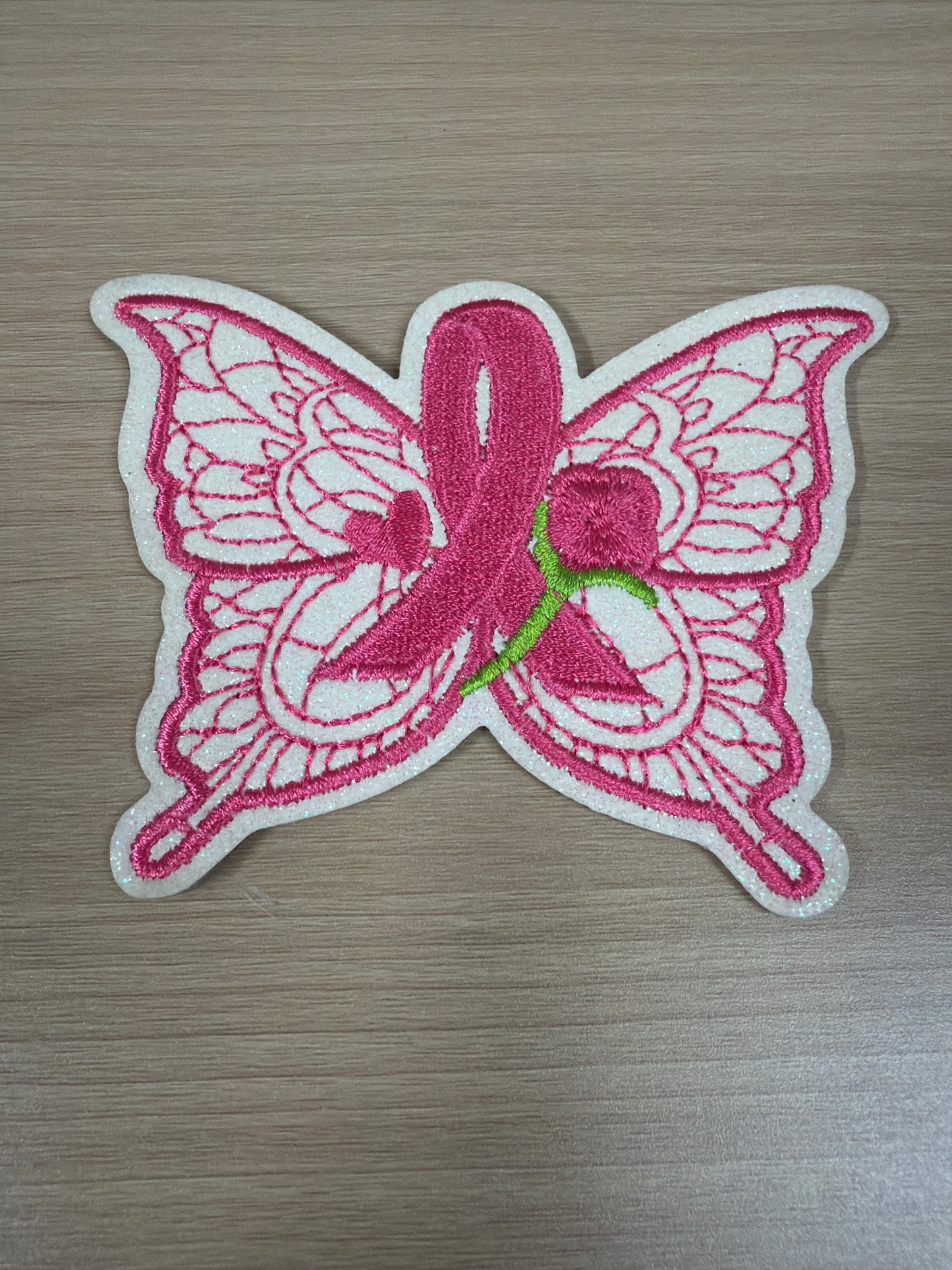 Pink Butterfly Breast Cancer Iron On Patch – Awareness Patch