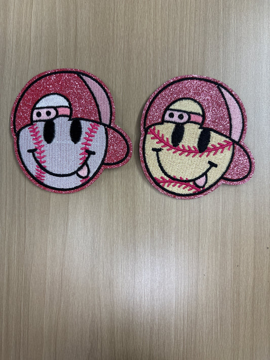Baseball smiley faces 3” inch iron on patches