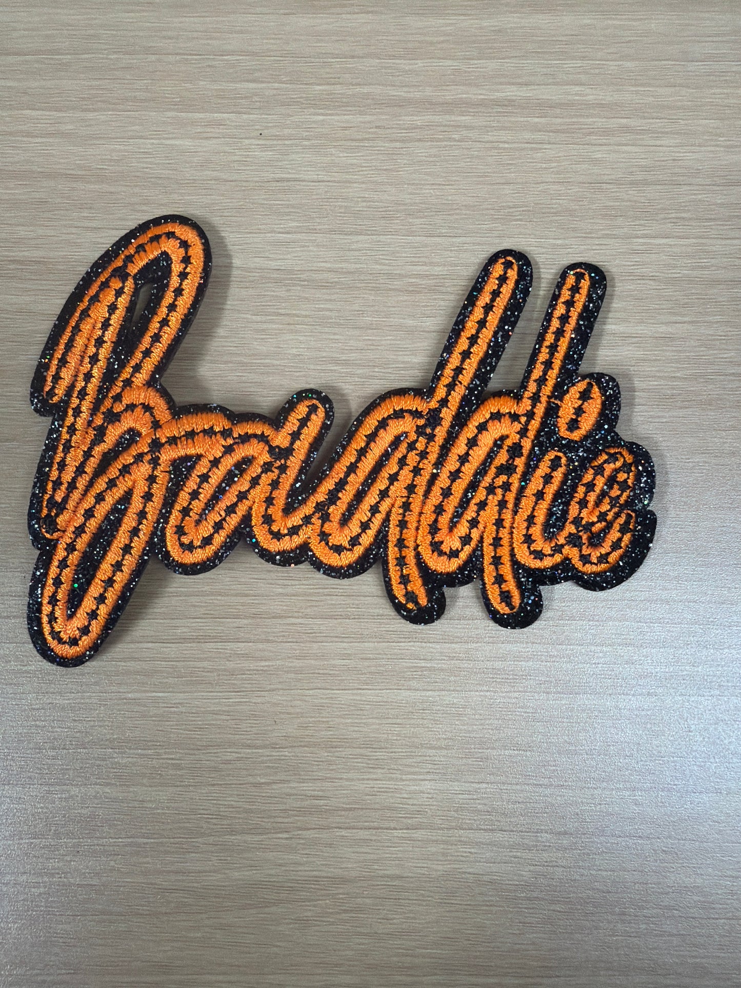 Orange Glitter Baddie Iron On Patch – Bold Y2K Aesthetic Patch