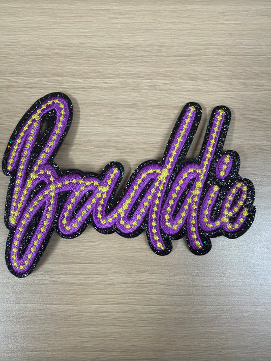 Purple Yellow Glitter Baddie Iron On Patch – Fun Aesthetic Patch