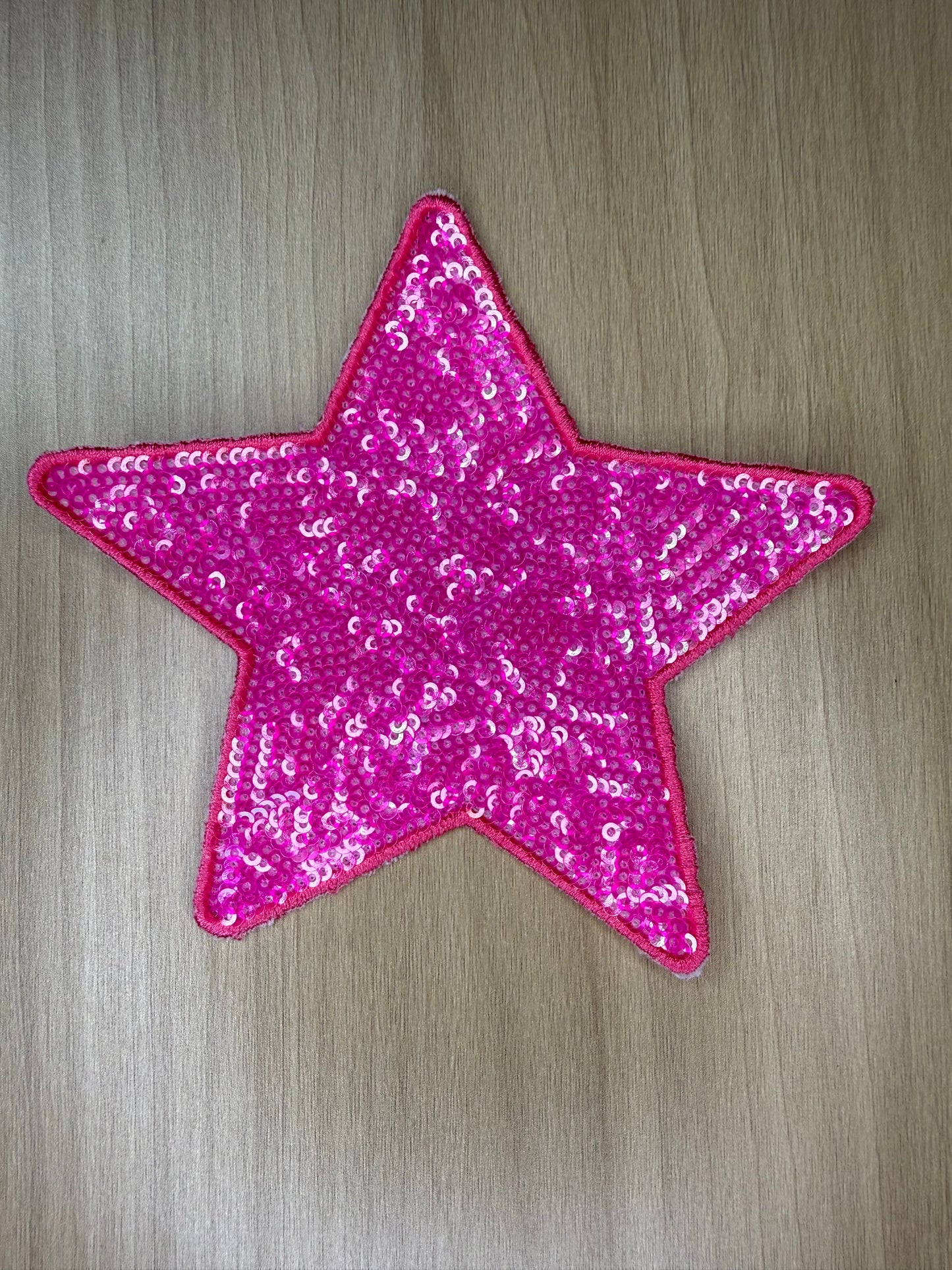 5” Sequins Star Iron on Patch Hot Pink