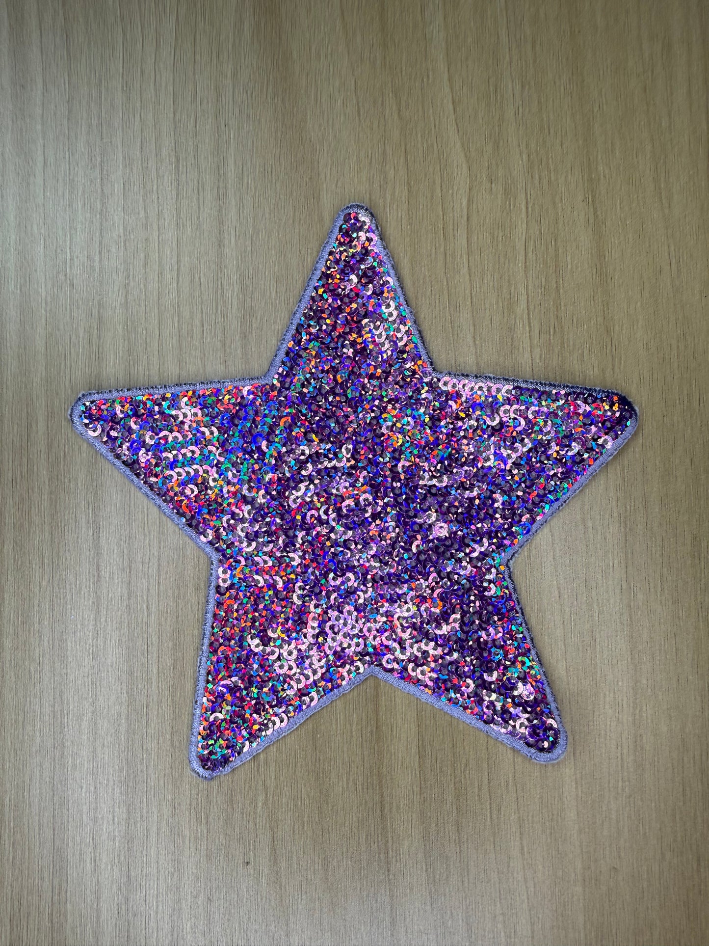 5” Sequins Star Iron on Patch Purple