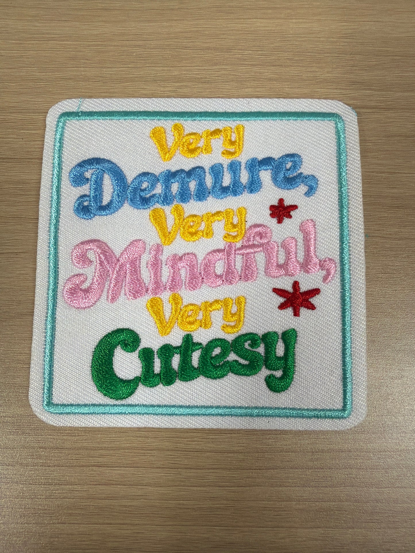 Very Demure Iron On Patch – Trendy Aesthetic Quote Patch