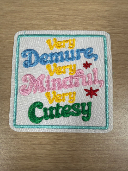 Very Demure Iron On Patch – Trendy Aesthetic Quote Patch