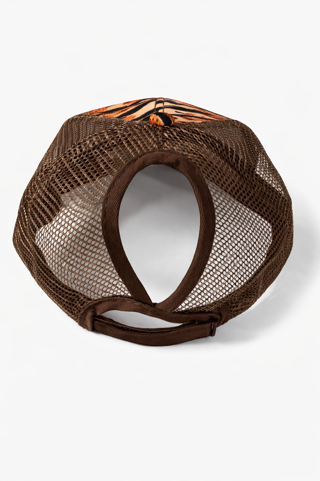 Orange Tiger Stripe Ponytail Trucker Hat