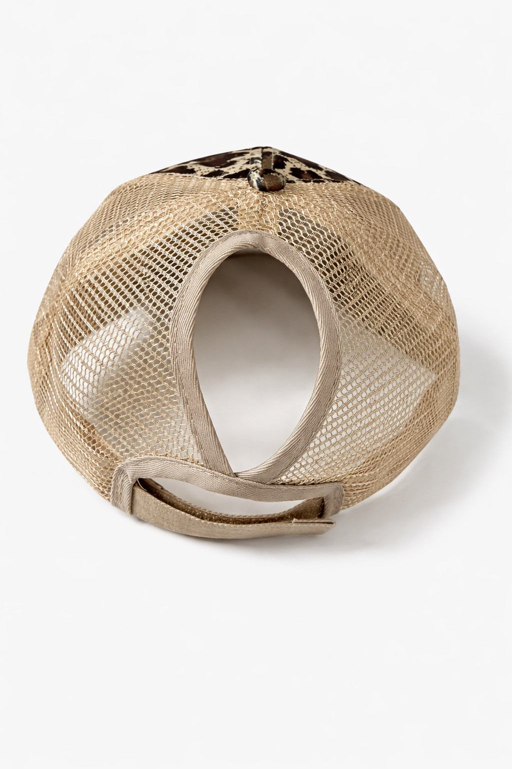 Neutral Leopard Ponytail Trucker Hat